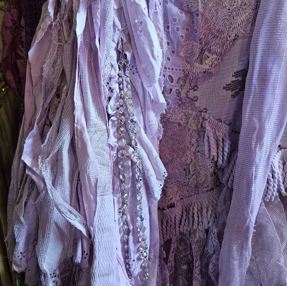 OOAK CUSTOM MADE WRAP AROUND PURPLE LACE SKIRT NWOT - Picture 6 of 11